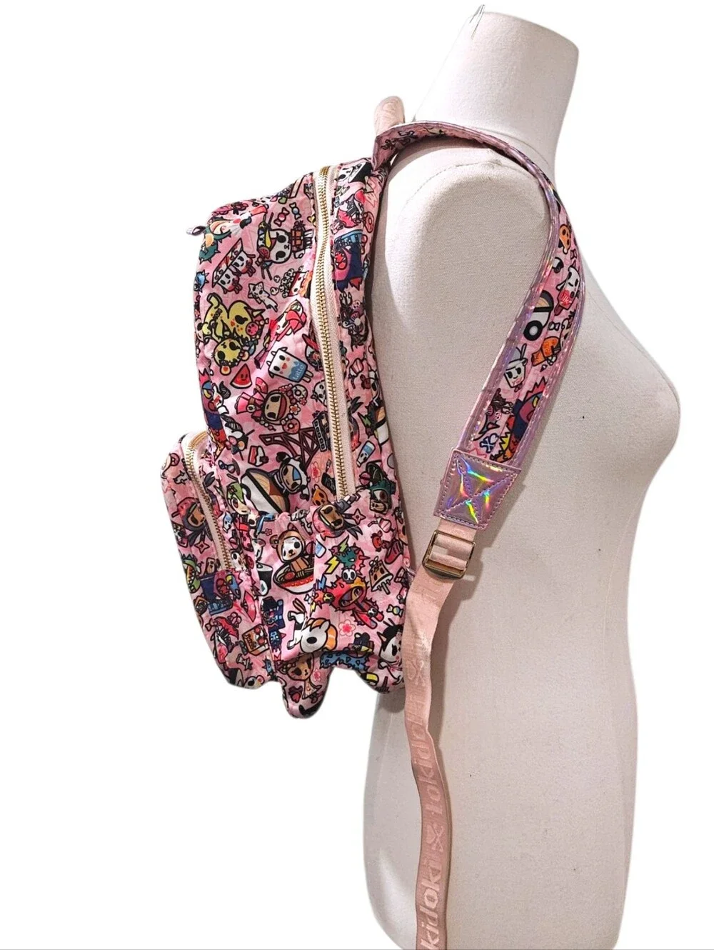 Tokidoki Toki Takeout Pink Backpack Rucksack Rare Print FLIPPED PULL